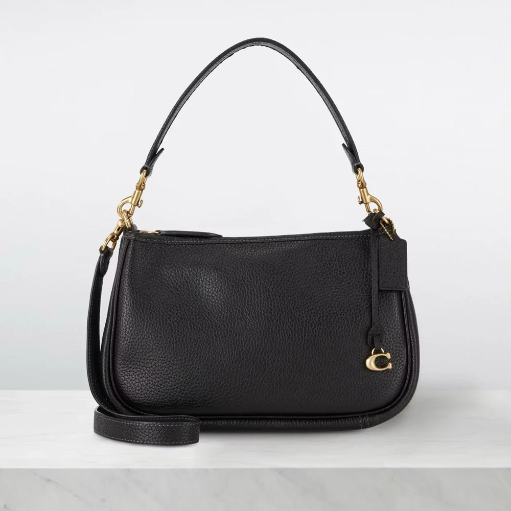 Coach Pebble Leather Carry Shoulder Crossbody Zip Top Bag